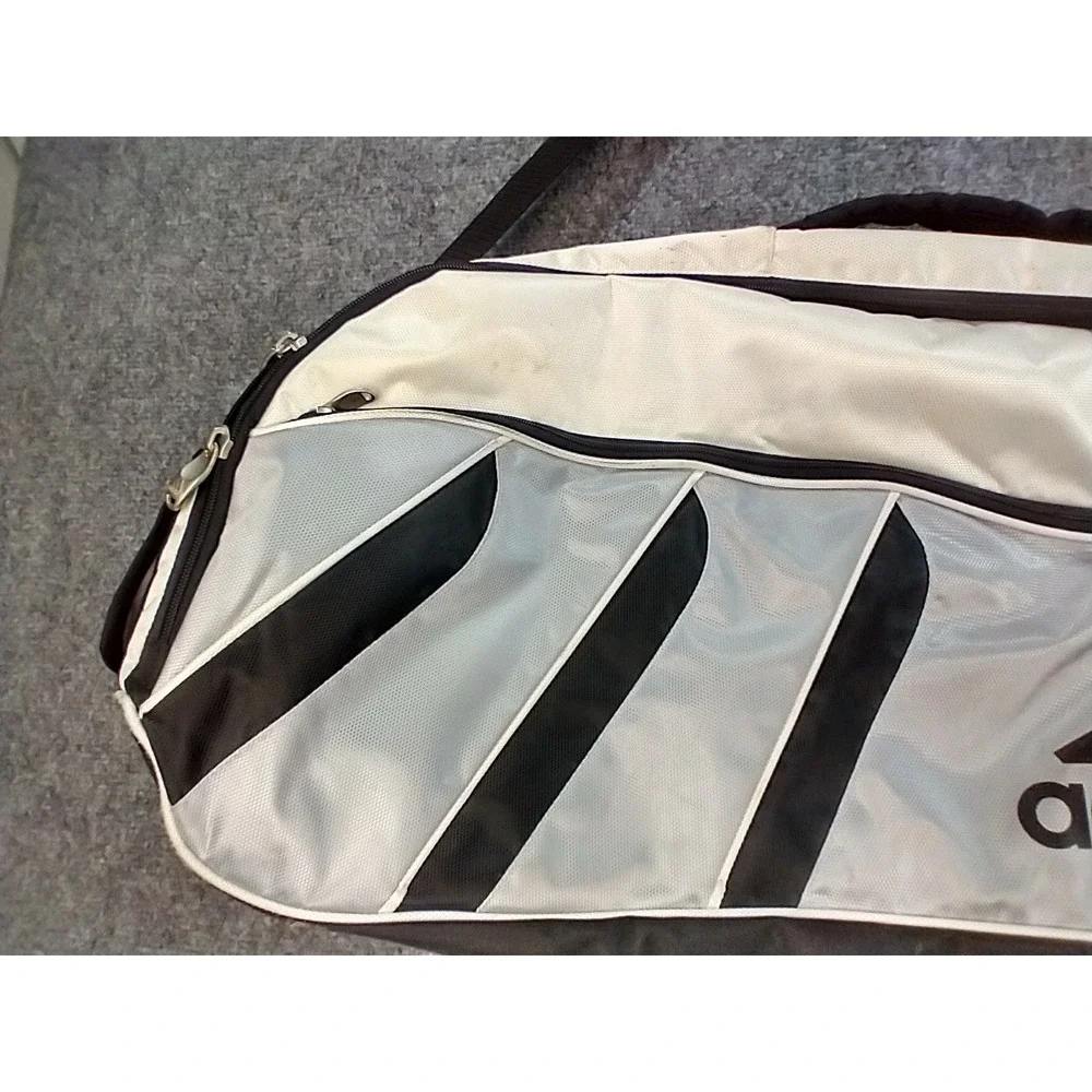 Adidas Barricade Tour Tennis Bag Large Silver Black 3-Stripe Racket Bag